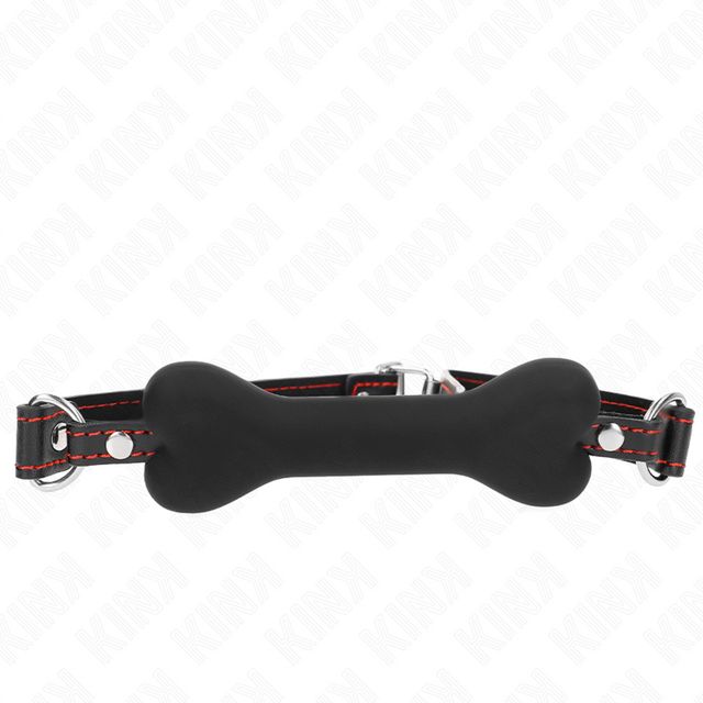 Bâillon BDSM os silicone noir 12 cm en Silicone noir vu de face