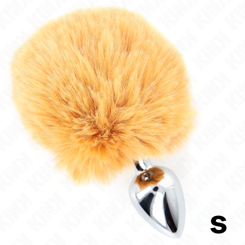 KINK BOUCHON EN ACIER INOXYDABLE 7 x 3 CM AVEC QUEUE DE LAPIN EN FAUSSE FOURRURE BEIGE 8 CM
