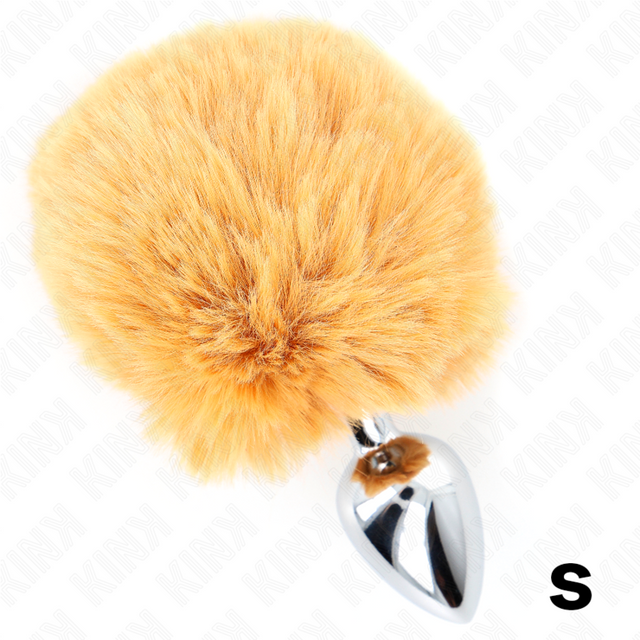KINK BOUCHON EN ACIER INOXYDABLE 7 x 3 CM AVEC QUEUE DE LAPIN EN FAUSSE FOURRURE BEIGE 8 CM