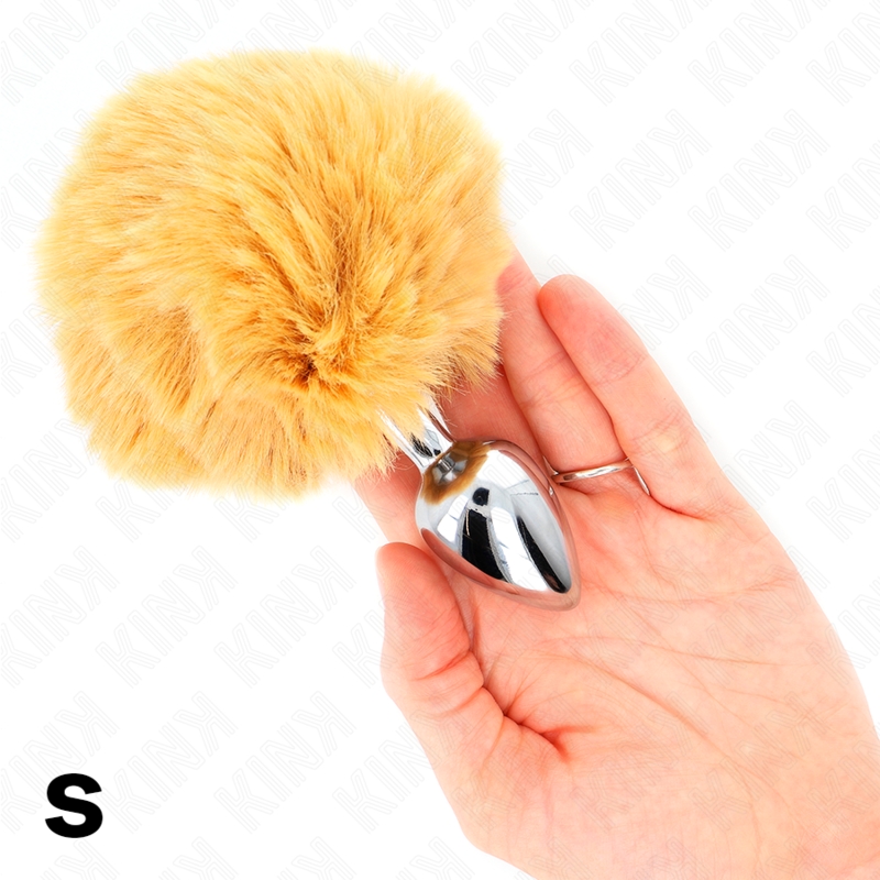 KINK BOUCHON EN ACIER INOXYDABLE 7 x 3 CM AVEC QUEUE DE LAPIN EN FAUSSE FOURRURE BEIGE 8 CM