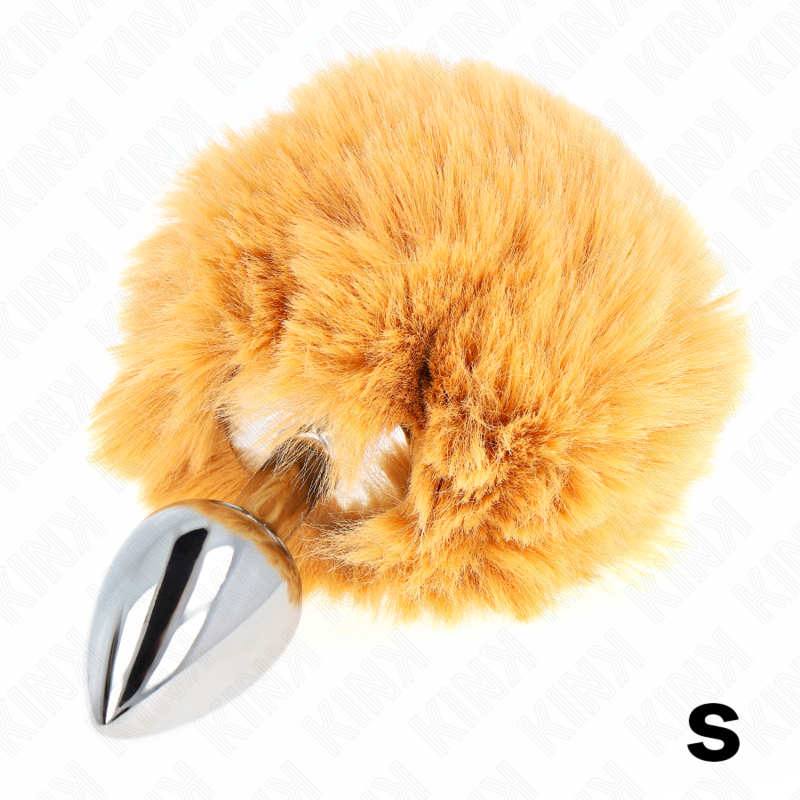 KINK BOUCHON EN ACIER INOXYDABLE 7 x 3 CM AVEC QUEUE DE LAPIN EN FAUSSE FOURRURE BEIGE 8 CM