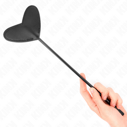 Tapette de spanking cœur en cuir végan noir 33 cm