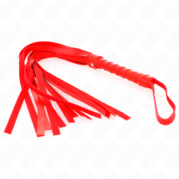 Gros plan sur la texture de l'accessoire Fouet simple à brins fins rouge