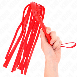 Vue sous un autre angle de l'accessoire Fouet simple à brins fins rouge