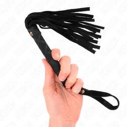 Mini fouet daim noir velouté 30 cm — image 3