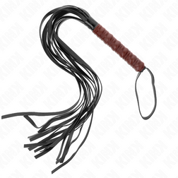 Martinet noir KINK avec manche brun rouge à reliefs, lanières souples et dragonne