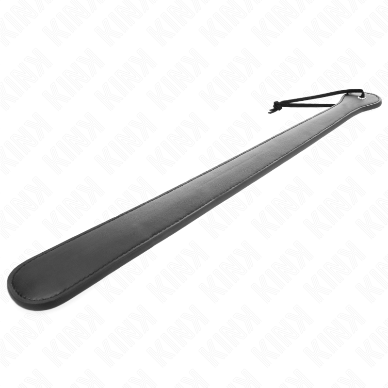 Paddle long noir présenté en perspective avec surface plate et lien de suspension