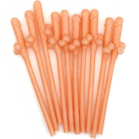 Accessoire modèle Lot de 10 pailles en forme de pénis pour le plaisir intime.