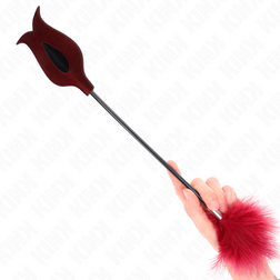 Harnais Plumeau de chatouille mini avec tapette rose 8 cm rose vu de face