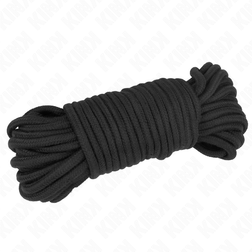 Corde shibari coton tressé noire 20 mètres — vue de profil