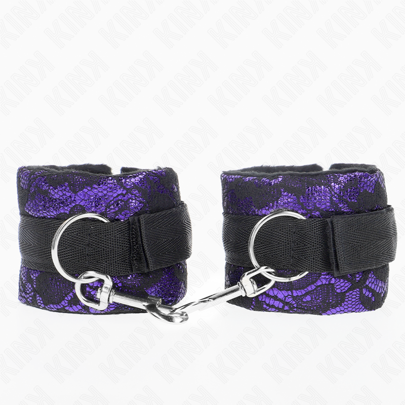KINK ATTENTES POIGNETS COURTES EN DENTELLE DE VELOURS ET RELIURE EN NYLON VIOLET NOIR 23 X 65 CM