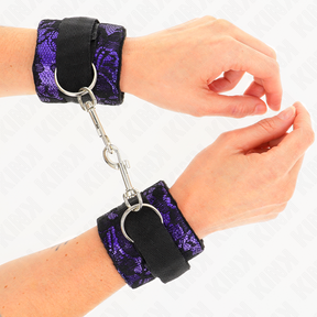 KINK ATTENTES POIGNETS COURTES EN DENTELLE DE VELOURS ET RELIURE EN NYLON VIOLET NOIR 23 X 65 CM