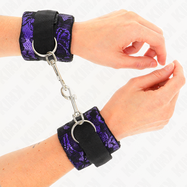 KINK ATTENTES POIGNETS COURTES EN DENTELLE DE VELOURS ET RELIURE EN NYLON VIOLET NOIR 23 X 65 CM