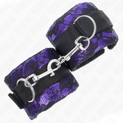 Menottes courtes Kink en dentelle violette et nylon noir, 23 × 6,5 cm — vue 2