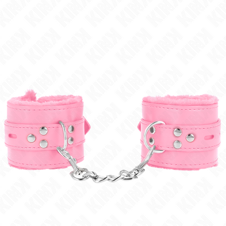 KINK APPUI POIGNETS DOUBLES DE FOURRURE AVEC TROUS CARRES ROSE ET CEINTURE ROSE REGLABLE 17 29 CM X 6 CM