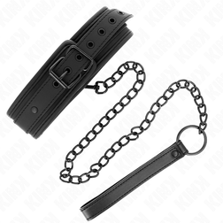 Collier néoprène boucle ceinturon et laisse noire — Kink — gros plan