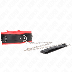 Collier noir rembourré liseré rouge et laisse chaîne — Kink — vue 3