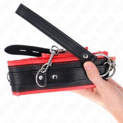 Collier noir rembourré liseré rouge et laisse chaîne — Kink — vue 5