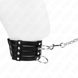 Collier large 3 bandes noires et laisse chaîne — Kink — vue 3
