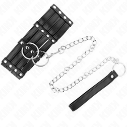 Collier large 3 bandes noires et laisse chaîne — Kink — vue 5