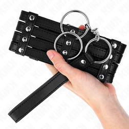 Collier large 3 bandes noires et laisse chaîne — Kink — vue 4