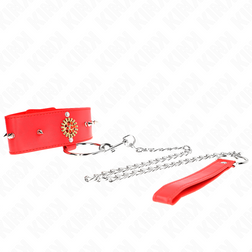 Collier rouge bijou gothique et laisse chaîne — Kink — vue 3