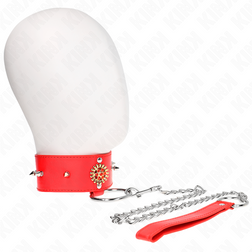 Collier rouge bijou gothique et laisse chaîne — Kink