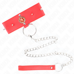 Collier rouge bijou gothique et laisse chaîne — Kink — vue 2