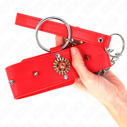 Collier rouge bijou gothique et laisse chaîne — Kink — vue 5