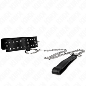 KINK COLLIER AVEC LAISSE 65 CM AVEC CLOUS ARGENTES MODELE 1 AJUSTABLE 36 43 CM X 5 CM