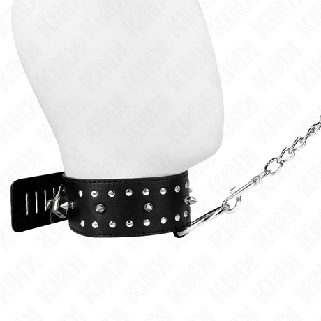 KINK COLLIER AVEC LAISSE 65 CM AVEC CLOUS ARGENTES MODELE 1 AJUSTABLE 36 43 CM X 5 CM