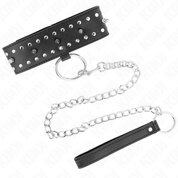 Collier clous argentés alignés et laisse chaîne — Kink — vue 3