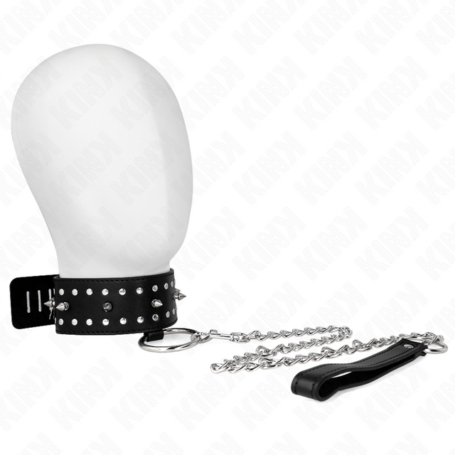 KINK COLLIER AVEC LAISSE 65 CM AVEC CLOUS ARGENTES MODELE 1 AJUSTABLE 36 43 CM X 5 CM