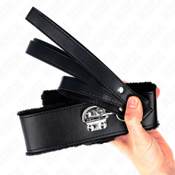 Collier simili-cuir noir doublé fausse fourrure et laisse longue — vue 5
