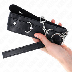 Collier cuir noir 65 cm + laisse chaîne argent 54 cm — vue 3