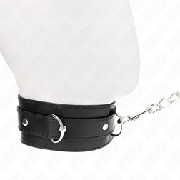 Collier cuir noir 65 cm + laisse chaîne argent 54 cm — vue 2