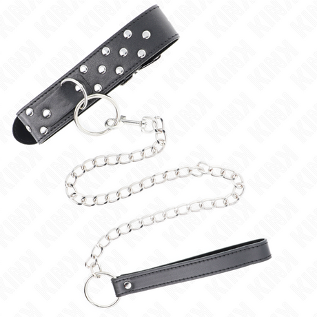 KINK COLLIER RIVET ANNEAU AVEC CEINTURE 65 CM NOIR AJUSTABLE 36 50 CM X 38 CM