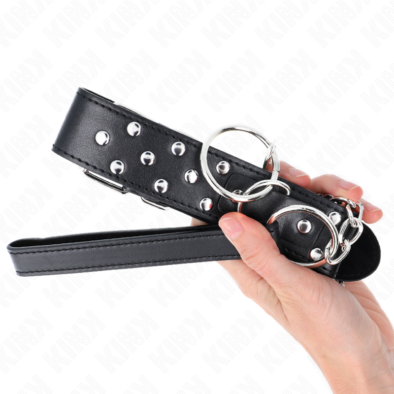 KINK COLLIER RIVET ANNEAU AVEC CEINTURE 65 CM NOIR AJUSTABLE 36 50 CM X 38 CM