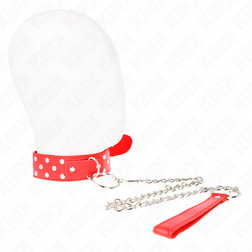 Collier BDSM rouge à rivets plats et laisse chaîne — Kink