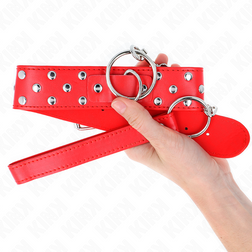 Collier BDSM rouge à rivets plats et laisse chaîne — Kink — vue 2