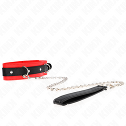 Collier BDSM noir bordé rouge avec laisse chaîne 65 cm — Modèle 3 — vue 3