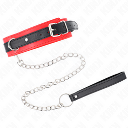 Collier BDSM noir bordé rouge avec laisse chaîne 65 cm — Modèle 3 — vue 2
