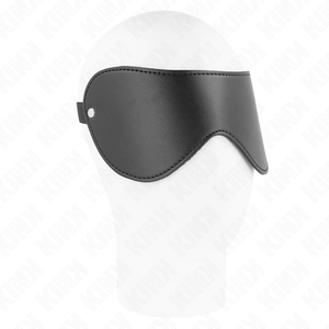 Bandeau BDSM noir KINK en similicuir porté sur un mannequin, avec découpe pour le nez