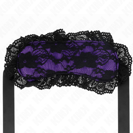 Bandeau dentelle modèle 2 vu de face, avec ses motifs floraux, ses volants et ses liens noirs