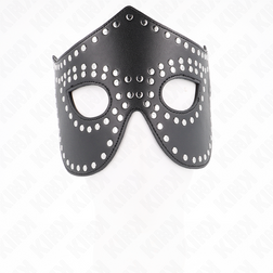 Demi-masque BDSM cuirette riveté 30 cm — Masked Allure M2 — vue 3