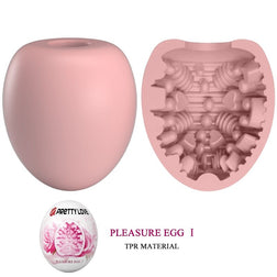 Vue de profil du masturbateur egg rose et sa texture interne