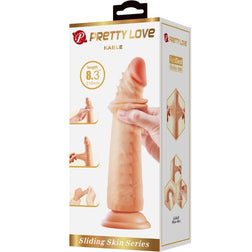 Dildo curvado con piel deslizante de 21 cm sin testículos — vista de perfil