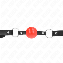 Bâillon boule rouge 4 cm sangle noire anneaux acier — vue 3