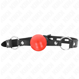 Bâillon boule rouge 4 cm sangle noire anneaux acier