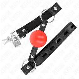 Bâillon boule rouge 4 cm sangle noire anneaux acier — vue 4